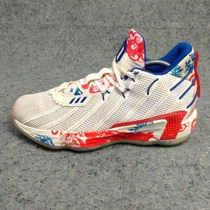 Adidas Dame 7 Fine China Mens Shoes Size 8.5 Basketball Sneakers White Blue
